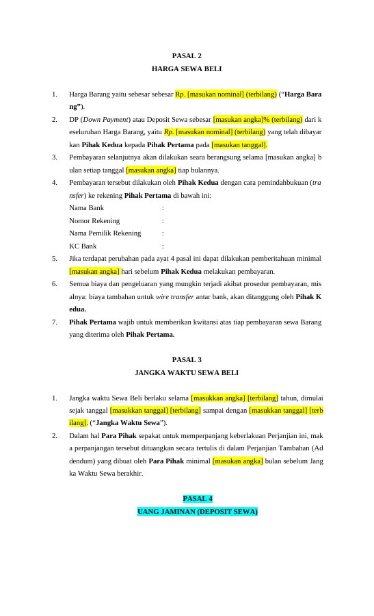 Pratinjau Perjanjian Sewa Beli halaman 2