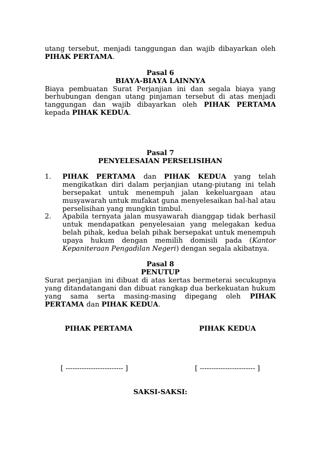 Pratinjau Perjanjian Utang Piutang halaman 3