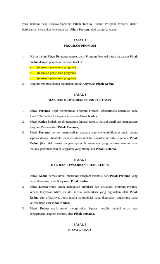 Pratinjau Perjanjian Kerjasama Program Promosi Untuk Karyawan Xxx halaman 2