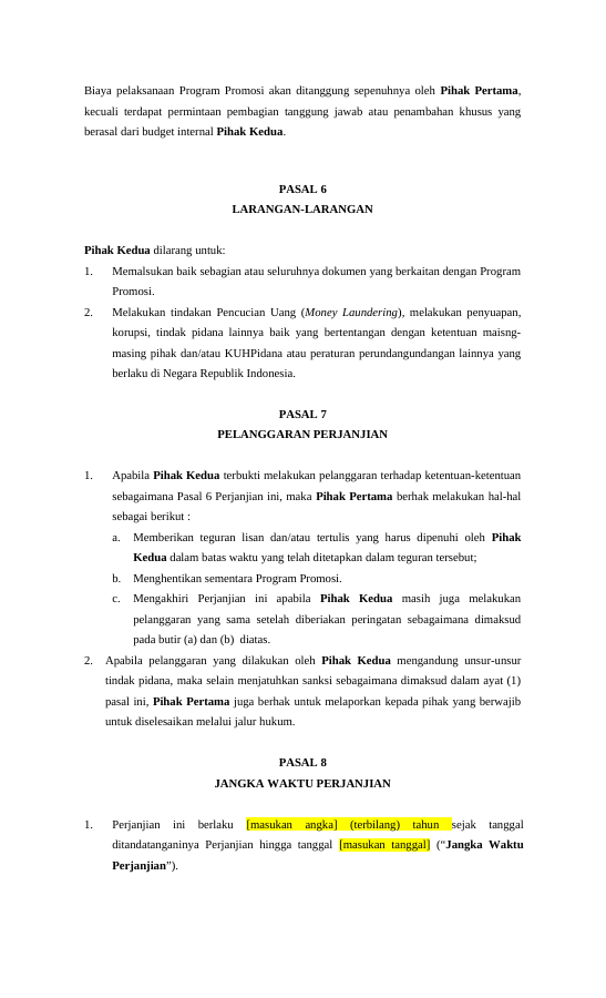Pratinjau Perjanjian Kerjasama Program Promosi Untuk Karyawan Xxx halaman 3
