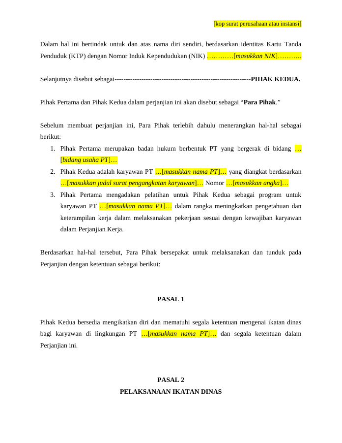 Pratinjau Perjanjian Ikatan Dinas halaman 2