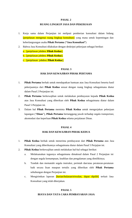 Pratinjau Perjanjian Jasa Konsultasi - PT & Perorangan halaman 2