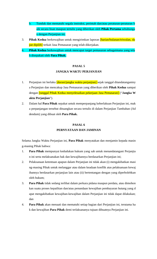 Pratinjau Perjanjian Jasa Marketing Agency halaman 3