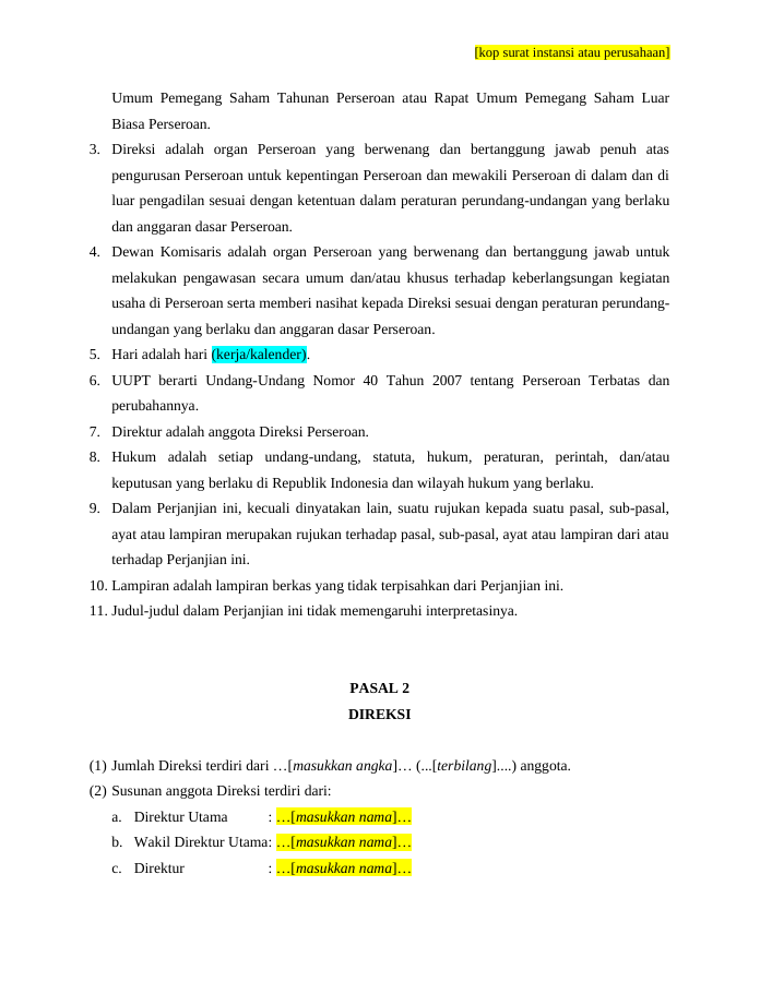 Pratinjau Perjanjian Pemegang Saham (Shareholder Agreement) halaman 3
