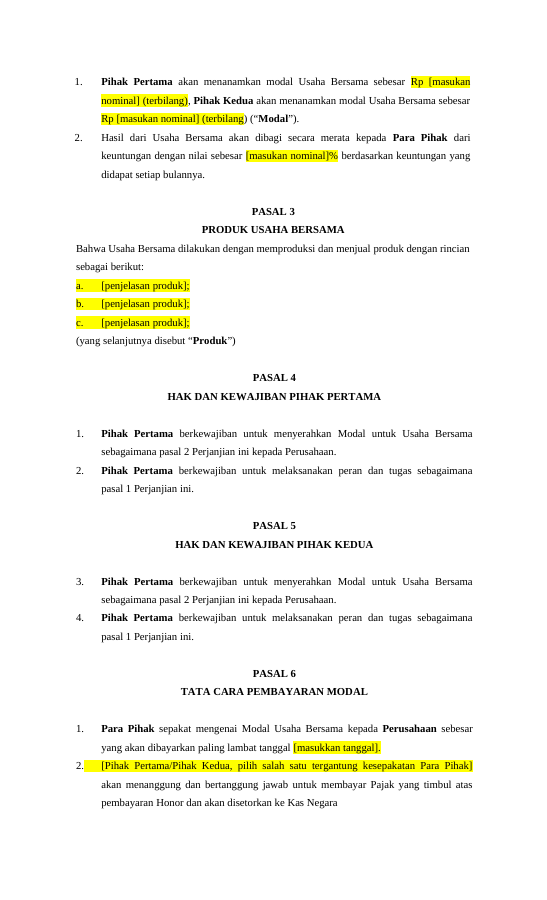 Pratinjau Perjanjian Usaha Bersama halaman 2