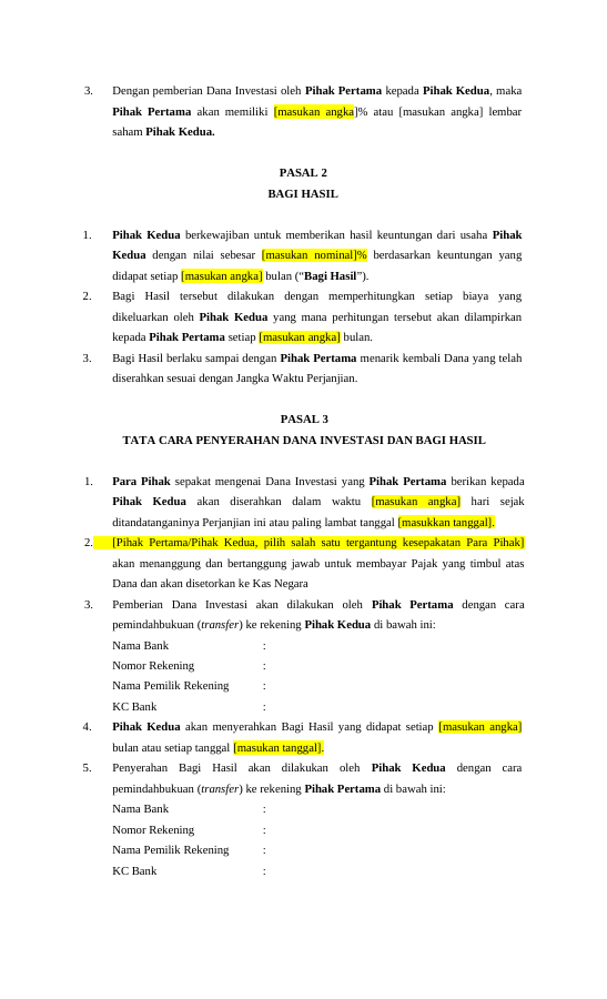 Pratinjau Perjanjian Investasi halaman 2