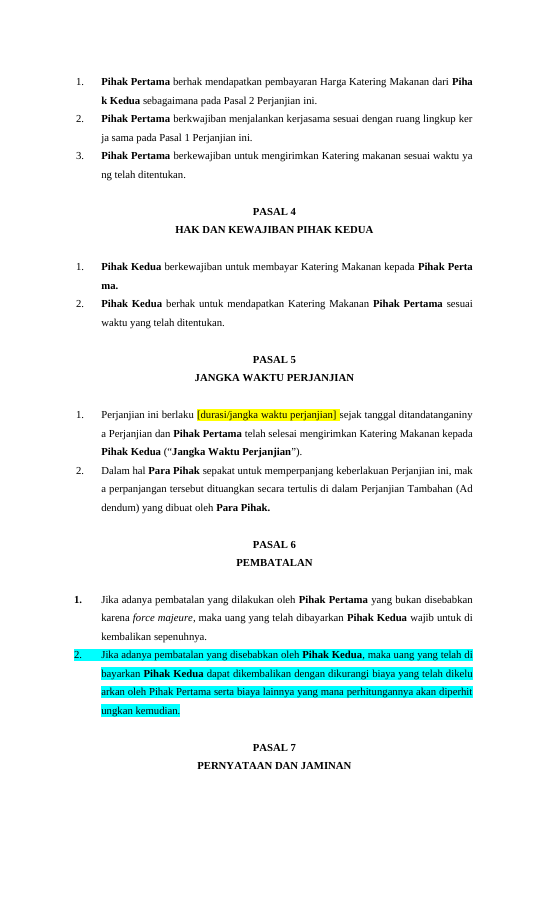 Pratinjau Perjanjian Pemesanan Katering Untuk Event halaman 3