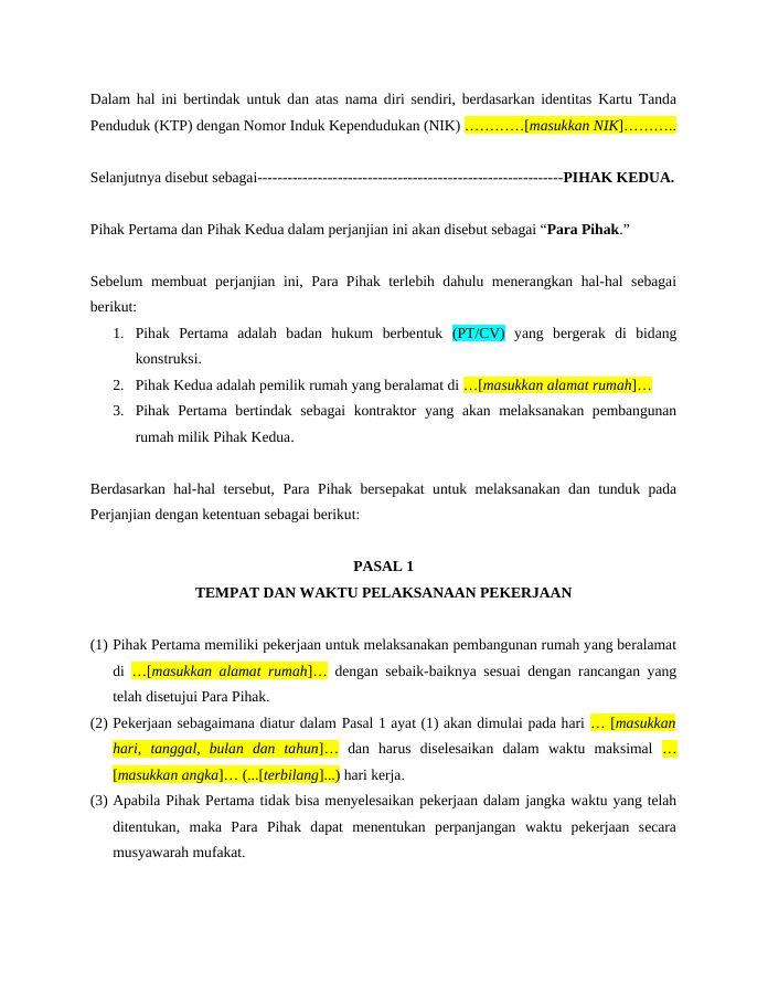 Pratinjau Perjanjian Konstruksi halaman 2