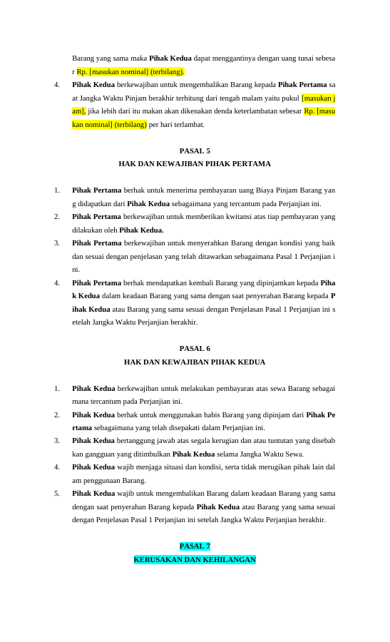 Pratinjau Perjanjian Pinjam Pakai halaman 3