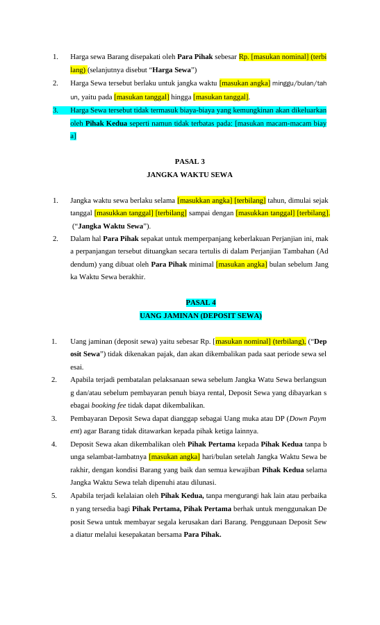 Pratinjau Perjanjian Sewa Menyewa halaman 2