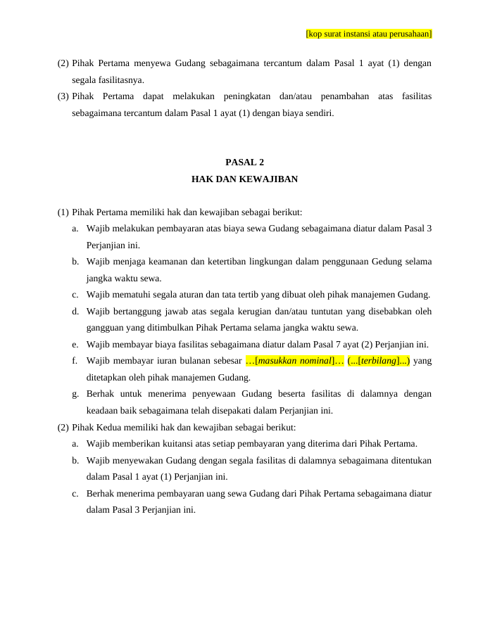 Pratinjau Perjanjian Sewa Menyewa Gudang halaman 3