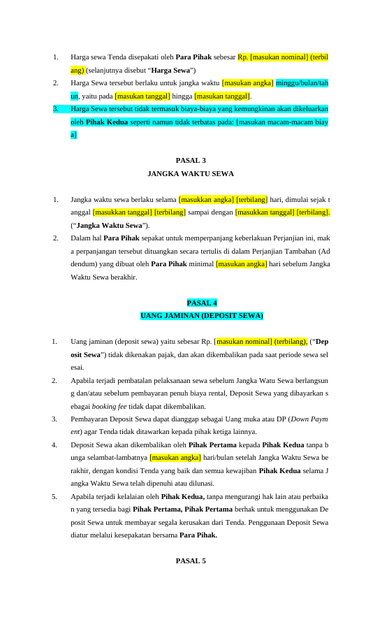 Pratinjau Perjanjian Sewa Menyewa Tenda halaman 2