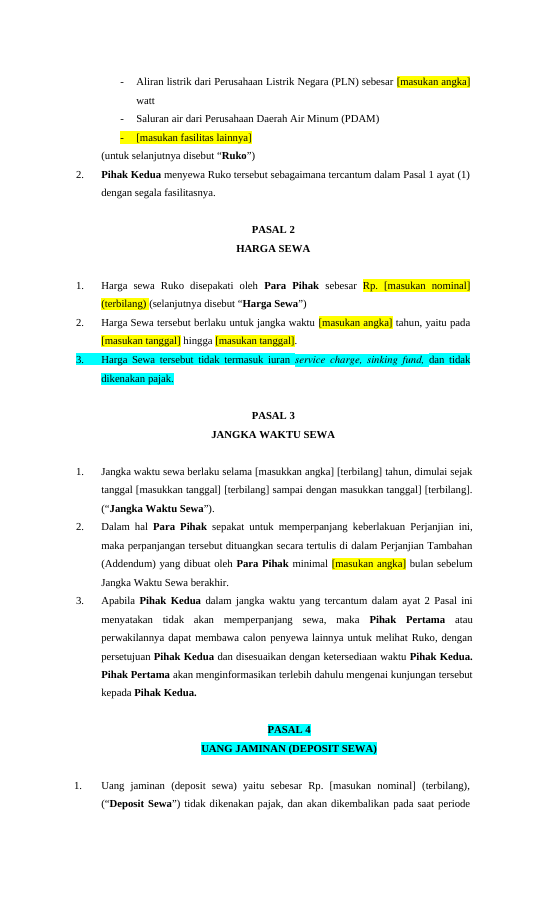 Pratinjau Perjanjian Sewa Menyewa Ruko halaman 2