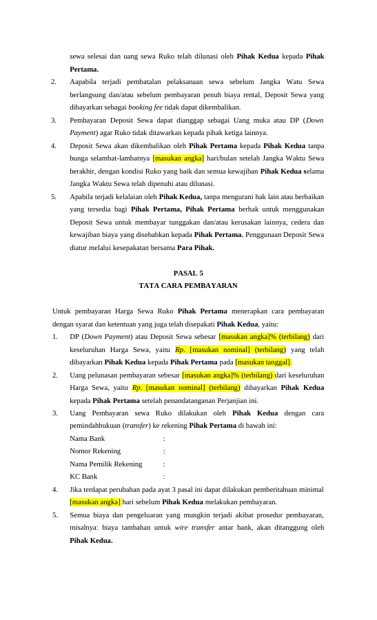 Pratinjau Perjanjian Sewa Menyewa Ruko halaman 3