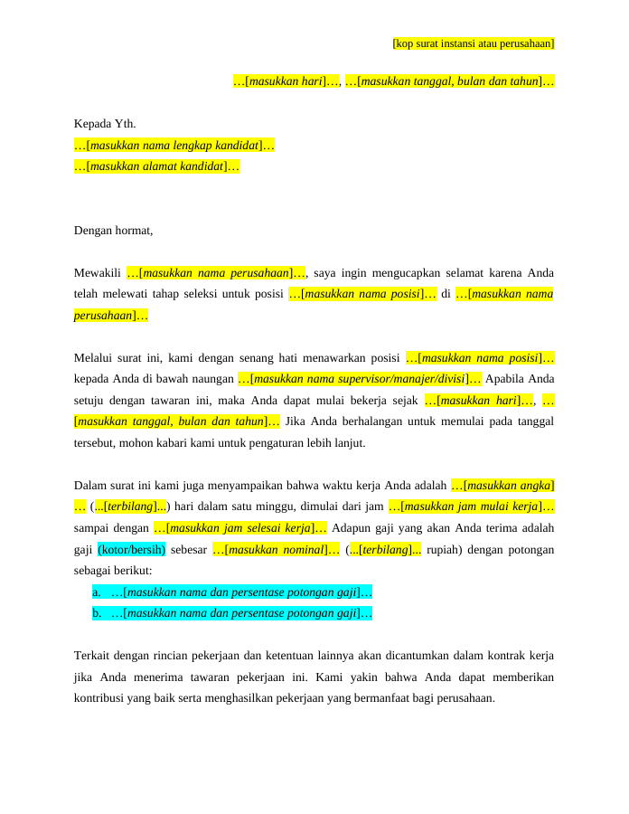 Pratinjau Offering Letter Dari HRD