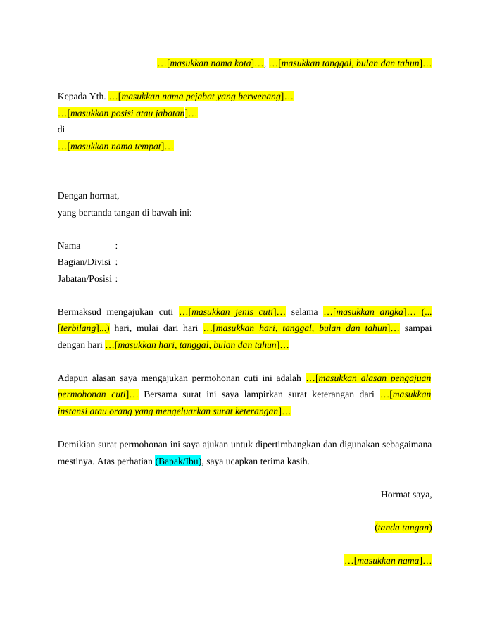 Pratinjau Surat Izin Cuti Untuk HRD